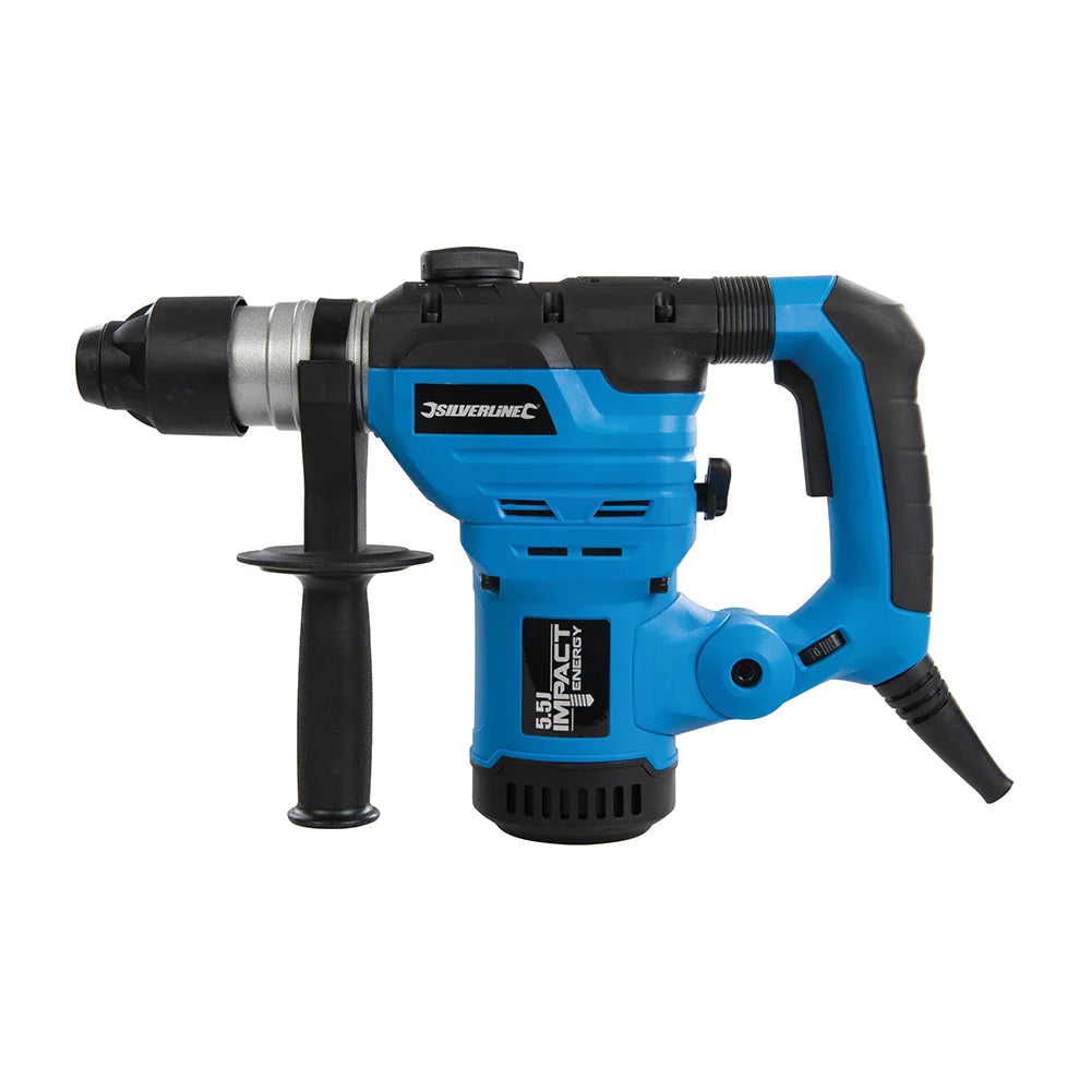 Silverline 1500W SDS Plus Drill 5.5J Impact Energy Variable Speed with Chisels
