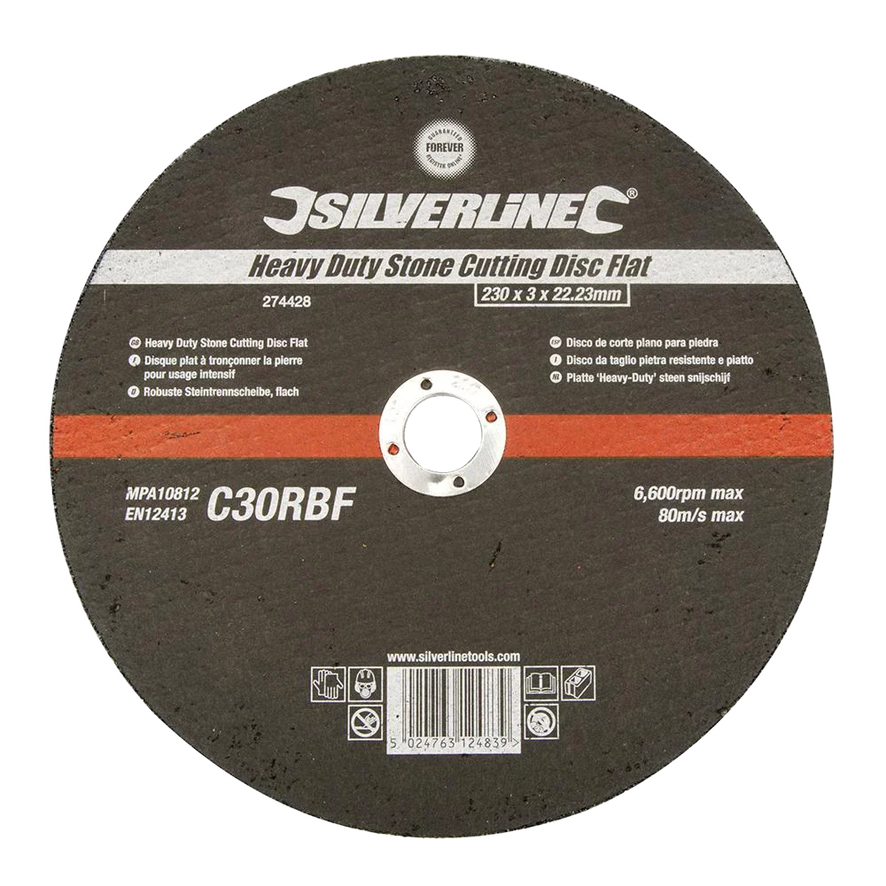 Silverline Heavy Duty Stone Cutting Disc 115mm for Angle Grinders EN12413