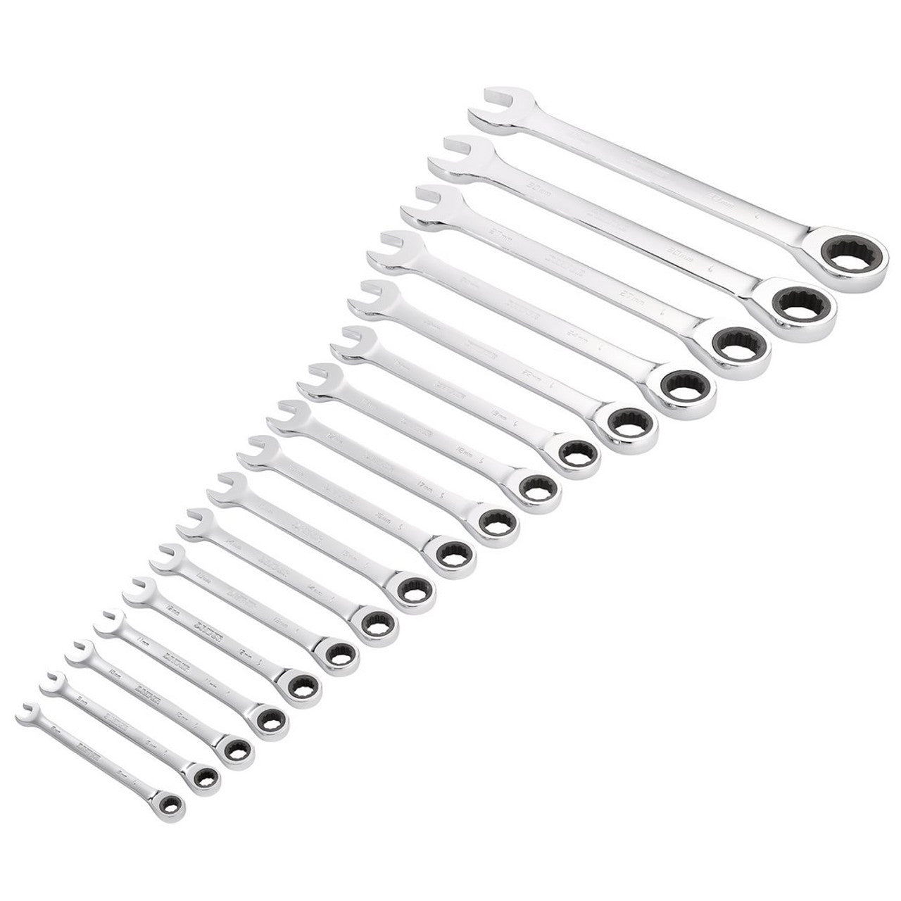 Draper HI-TORQ Metric Ratchet Combination Spanner Set 17 Piece Chrome Vanadium