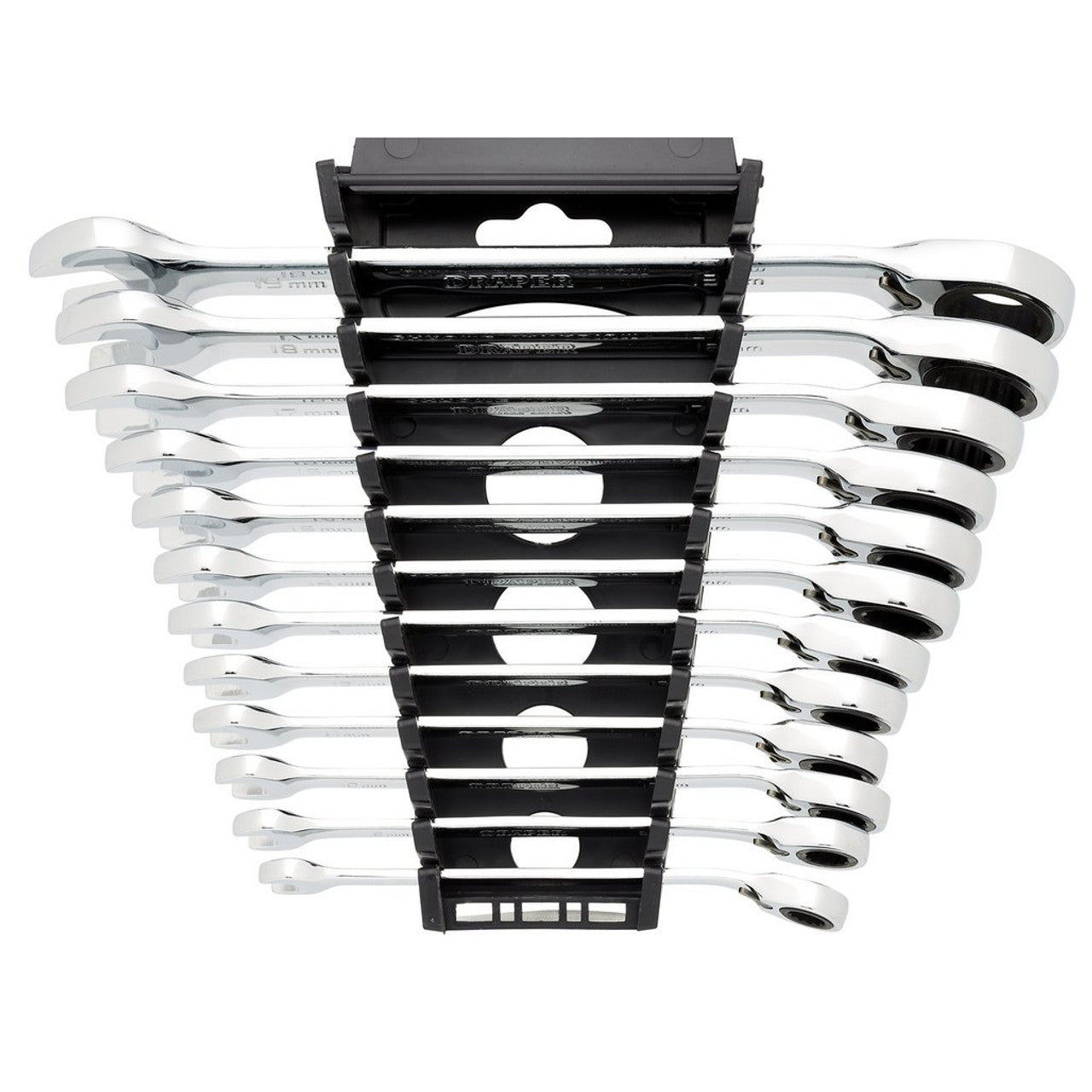 Draper HI-TORQ Metric Reversible Ratchet Spanner Set 12 Piece Chrome Vanadium