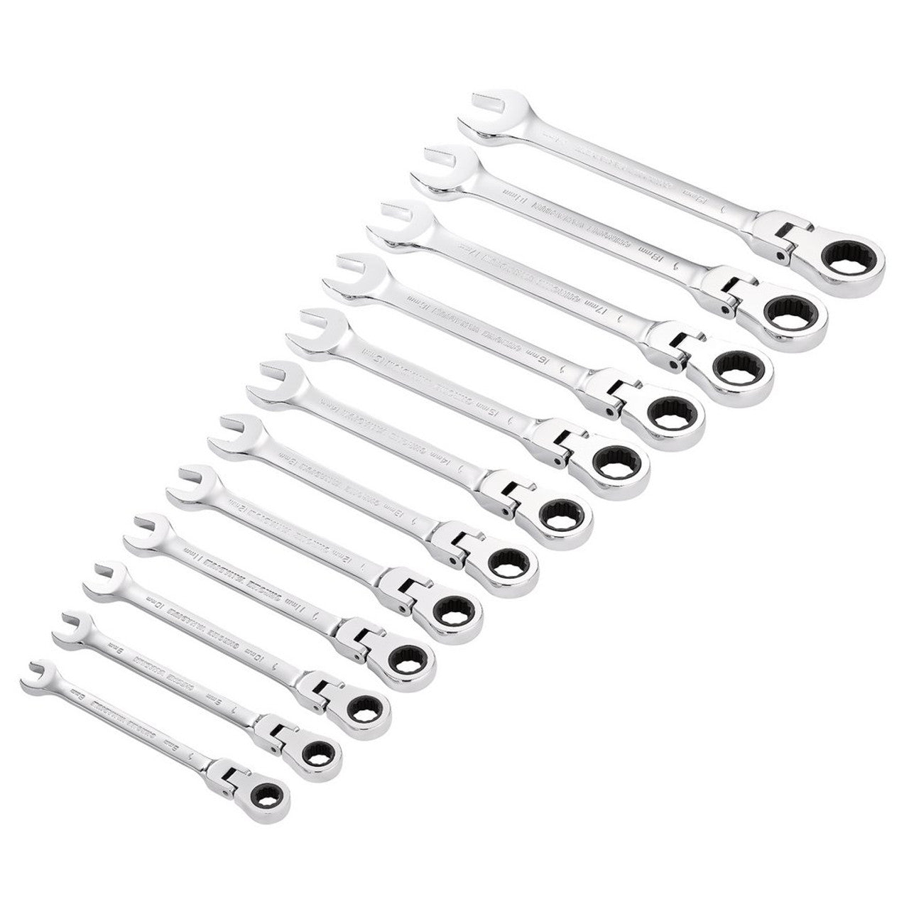 Draper HI-TORQ Metric Flexible Head Ratchet Spanner Set 12 Piece Chrome Vanadium