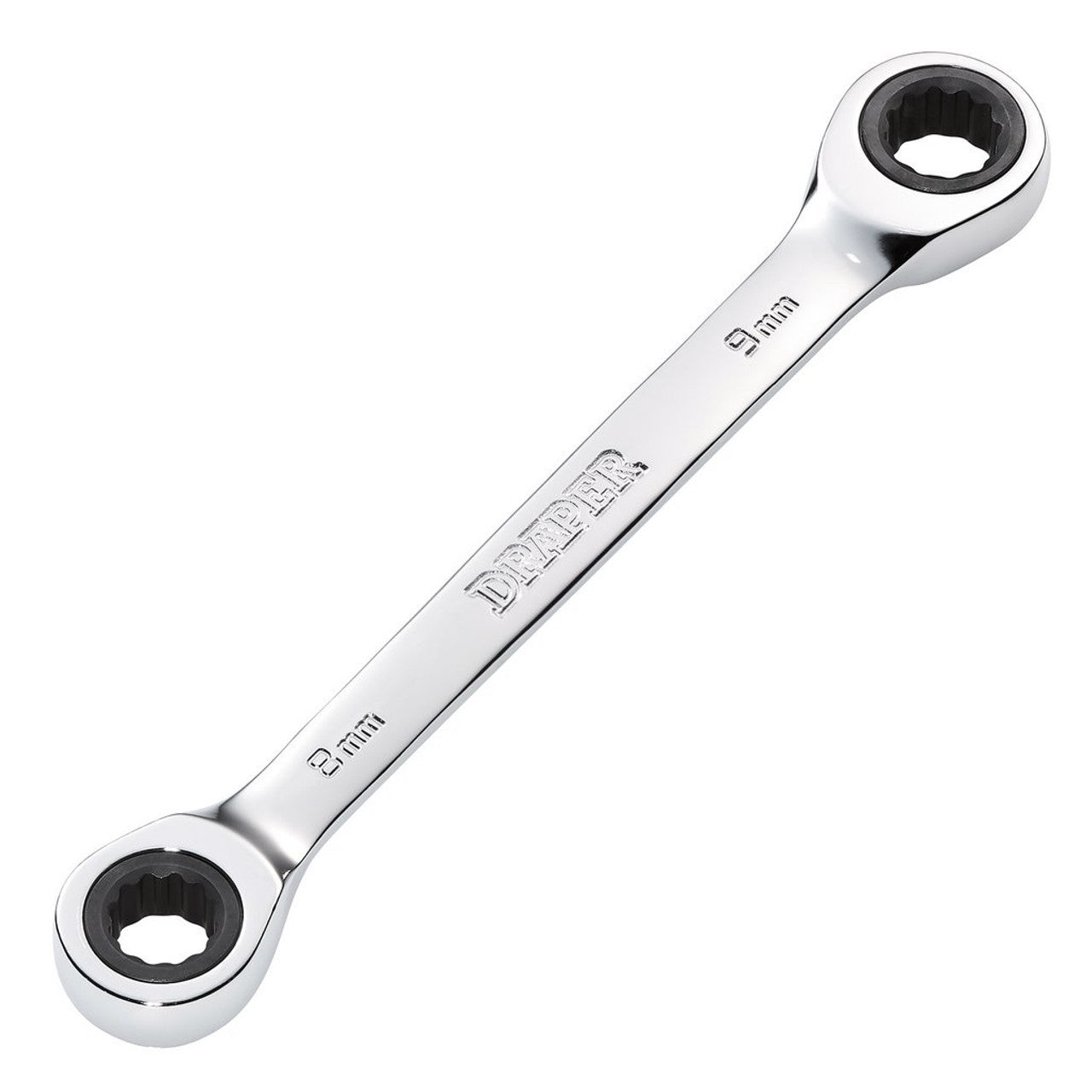 Draper HI-TORQ Metric Double Ratchet Ring Spanner 8x9mm Chrome Vanadium Steel