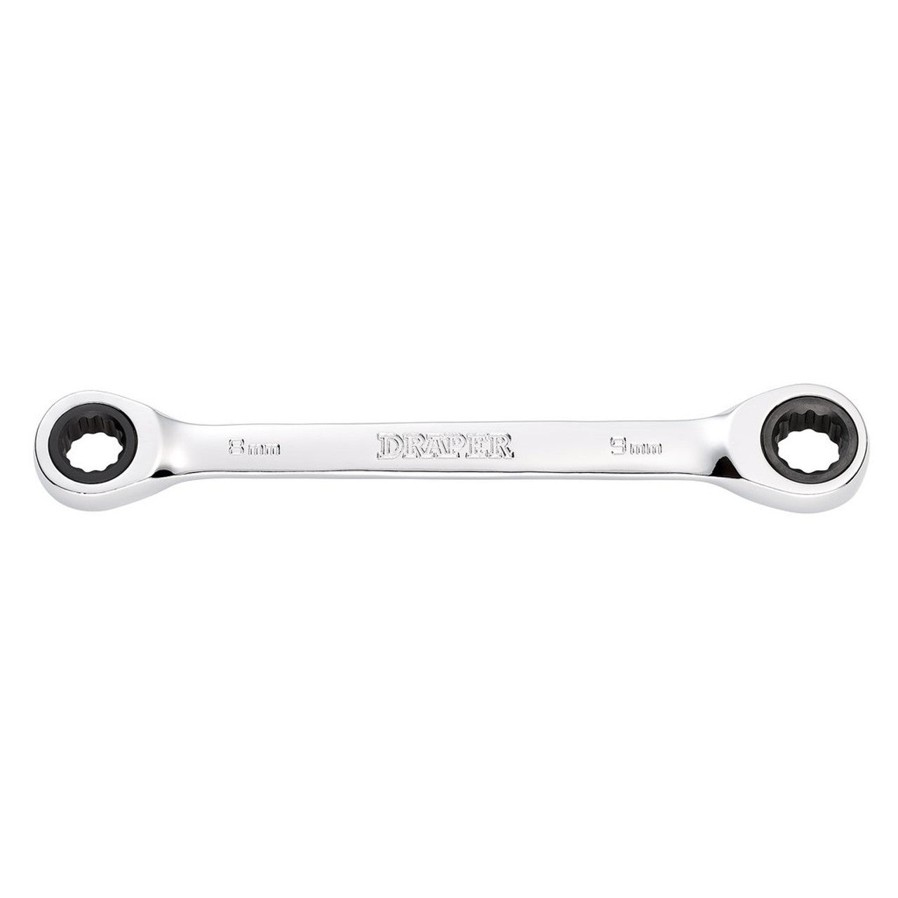Draper HI-TORQ Metric Double Ratchet Ring Spanner 8x9mm Chrome Vanadium Steel