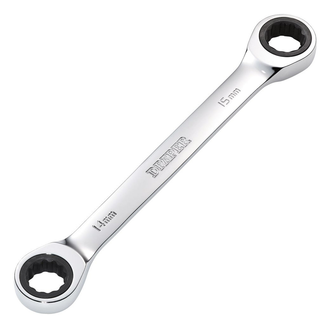 Draper HI-TORQ Metric Double Ratchet Ring Spanner 14x15mm Chrome Vanadium
