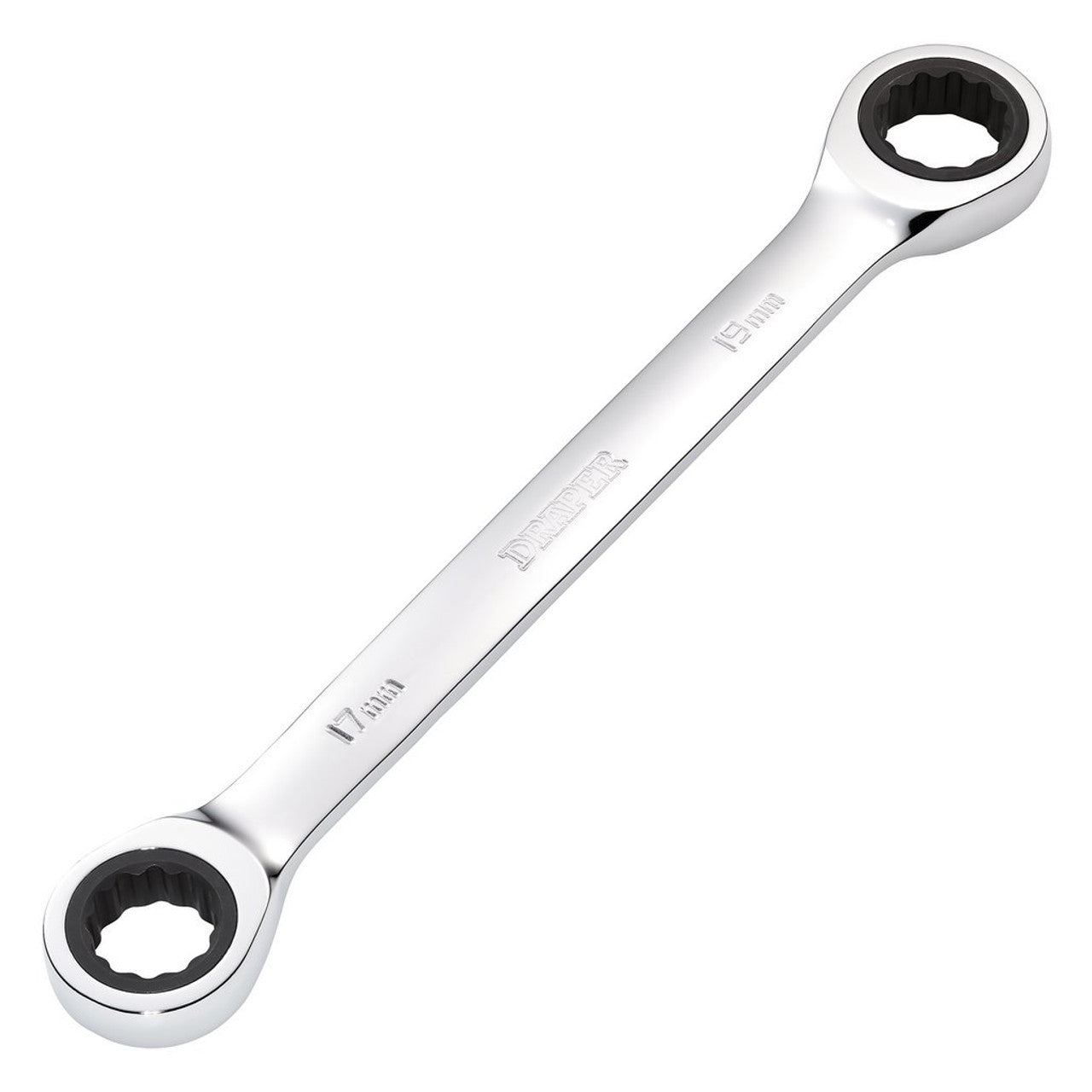 Draper HI-TORQ Metric Double Ratchet Ring Spanner 17x19mm Chrome Vanadium