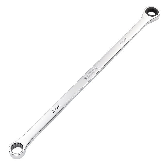 Draper HI-TORQ Metric Extra-Long Double Ring Ratchet Spanner 15mm 90-Tooth
