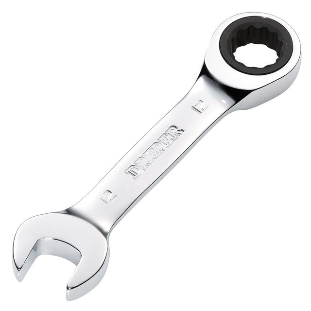 Draper HI-TORQ Metric Stubby Ratchet Combination Spanner 12mm Chrome Vanadium