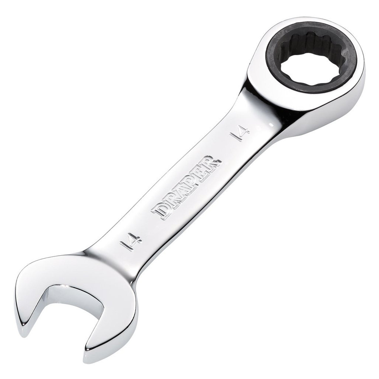 Draper HI-TORQ Metric Stubby Ratchet Combination Spanner 14mm Chrome Vanadium