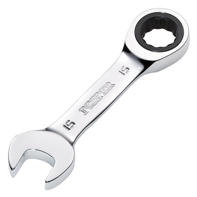 Draper HI-TORQ 15mm Stubby Ratchet Combination Spanner Chrome Vanadium Steel