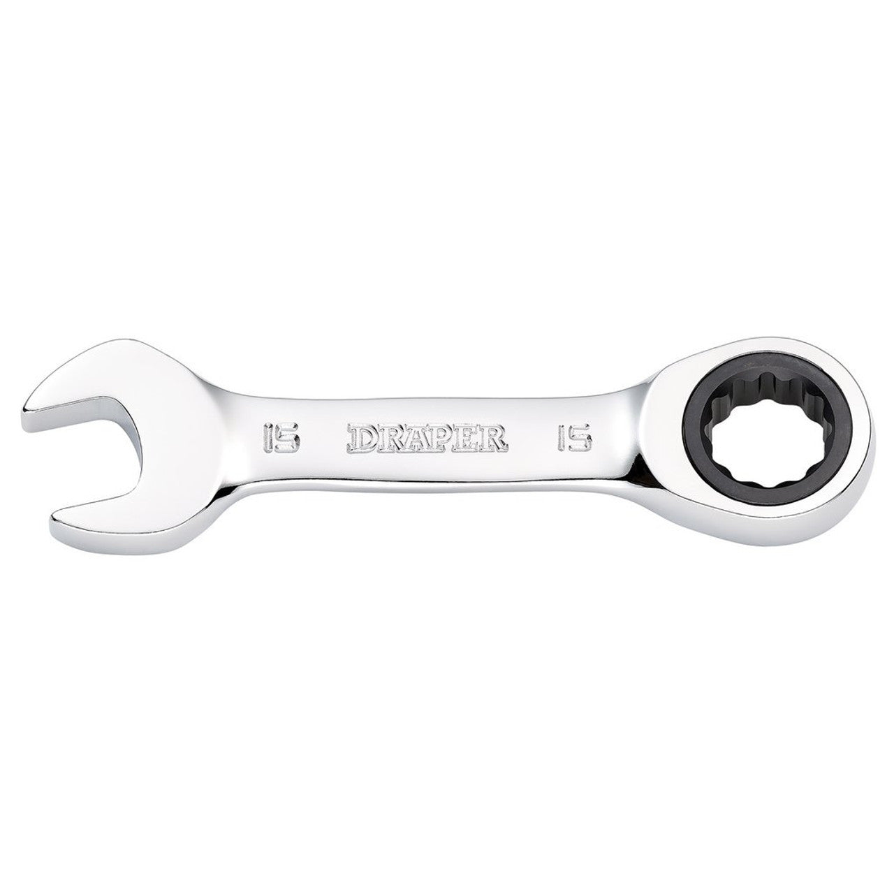 Draper HI-TORQ 15mm Stubby Ratchet Combination Spanner Chrome Vanadium Steel