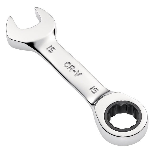 Draper HI-TORQ 15mm Stubby Ratchet Combination Spanner Chrome Vanadium Steel