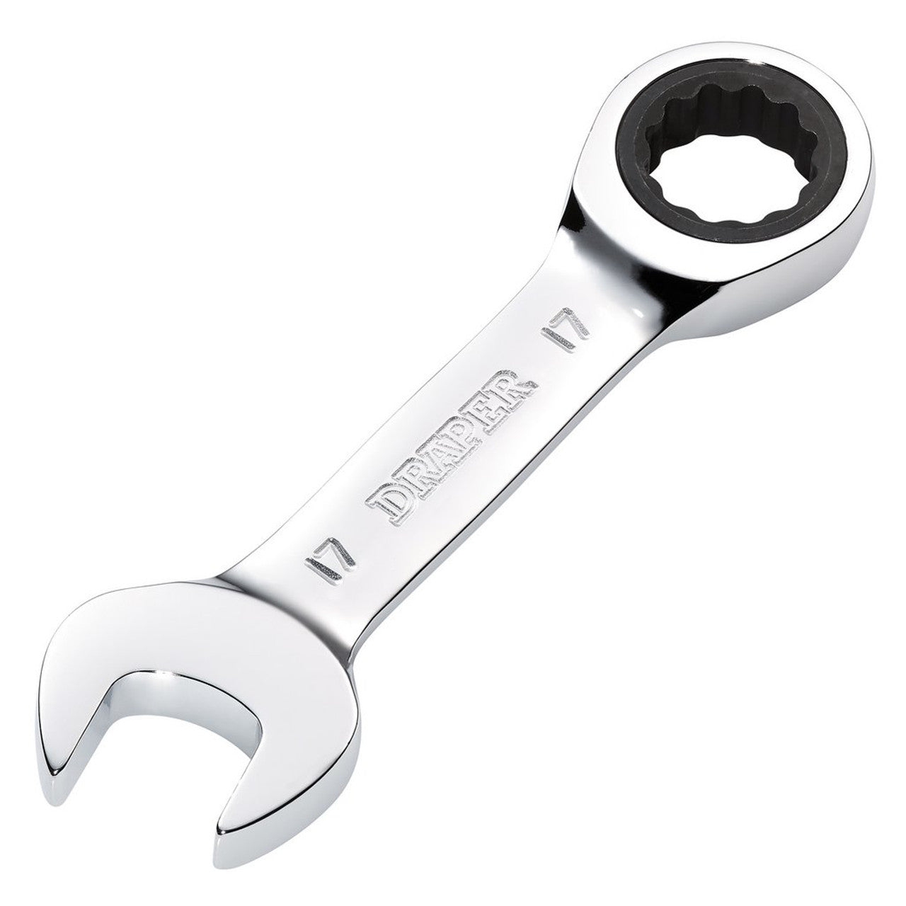 Draper HI-TORQ 17mm Stubby Ratchet Combination Spanner Chrome Vanadium Steel