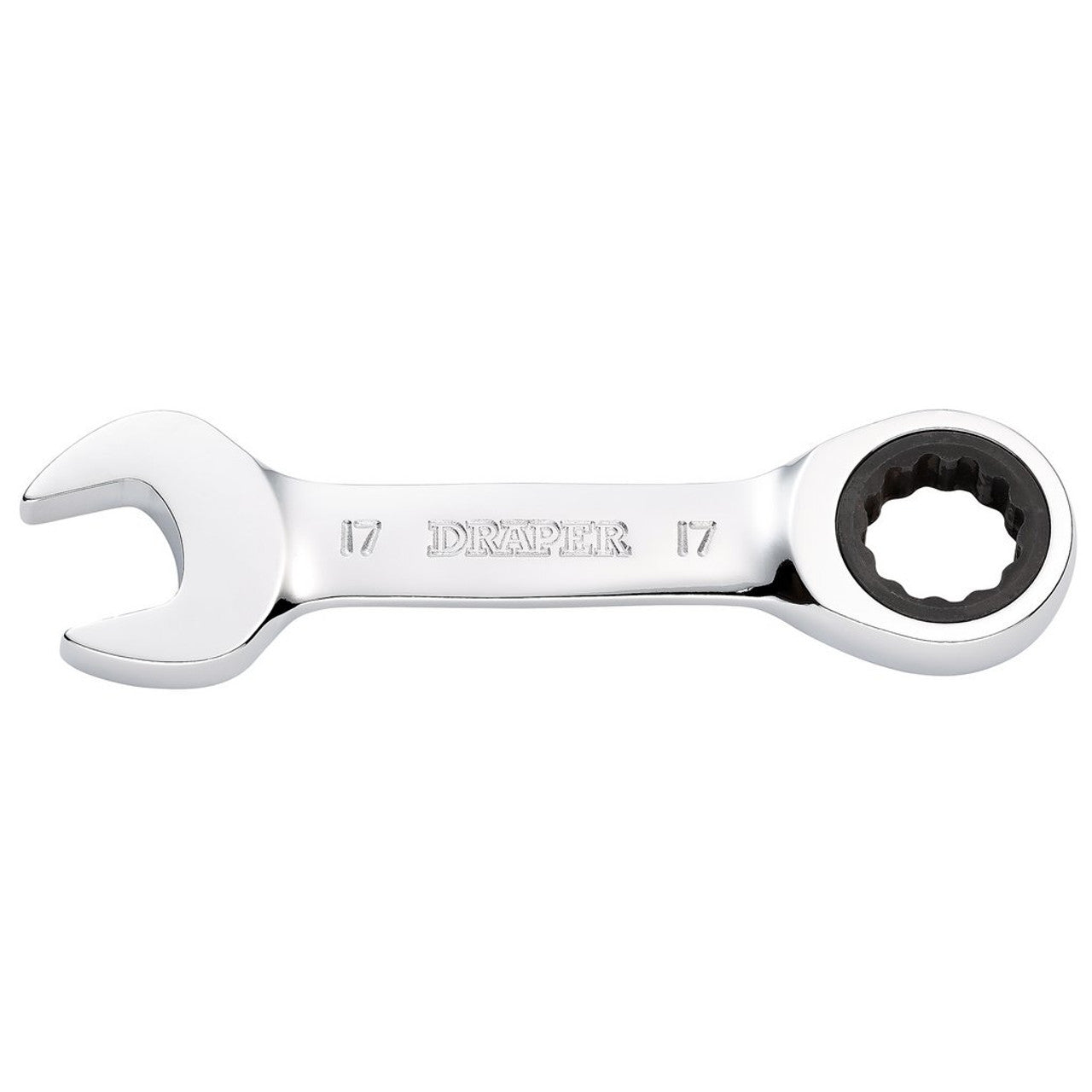 Draper HI-TORQ 17mm Stubby Ratchet Combination Spanner Chrome Vanadium Steel