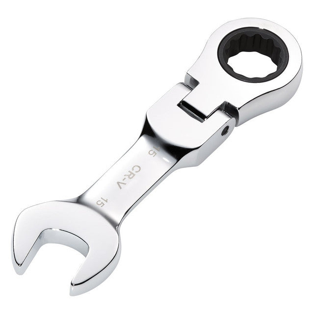 Draper HI-TORQ 15mm Stubby Flexible Head Ratchet Combination Spanner Tool