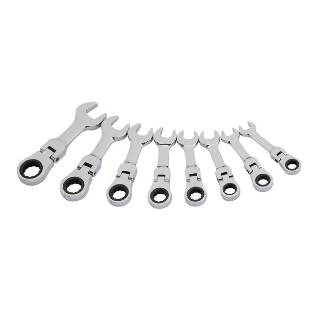 Draper HI-TORQ Metric Stubby Flexible Head Ratchet Spanner Set 8 Piece