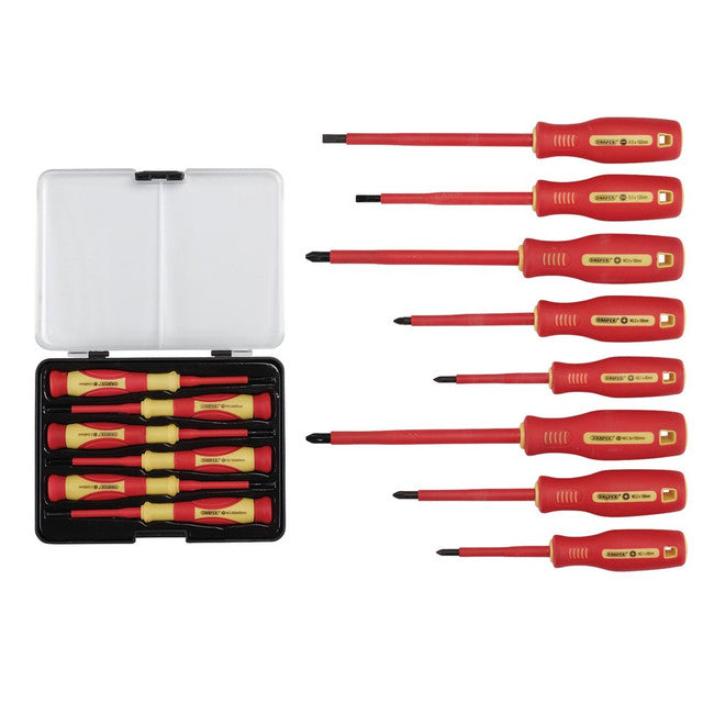 Draper VDE Insulated Screwdriver Set 14 Piece S2 Steel Soft Grip Handles