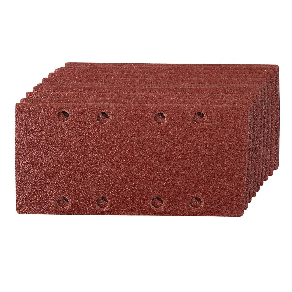 Silverline 10 Pack Hook & Loop 1/3 Sanding Sheets 80 Grit Punched 93x190mm