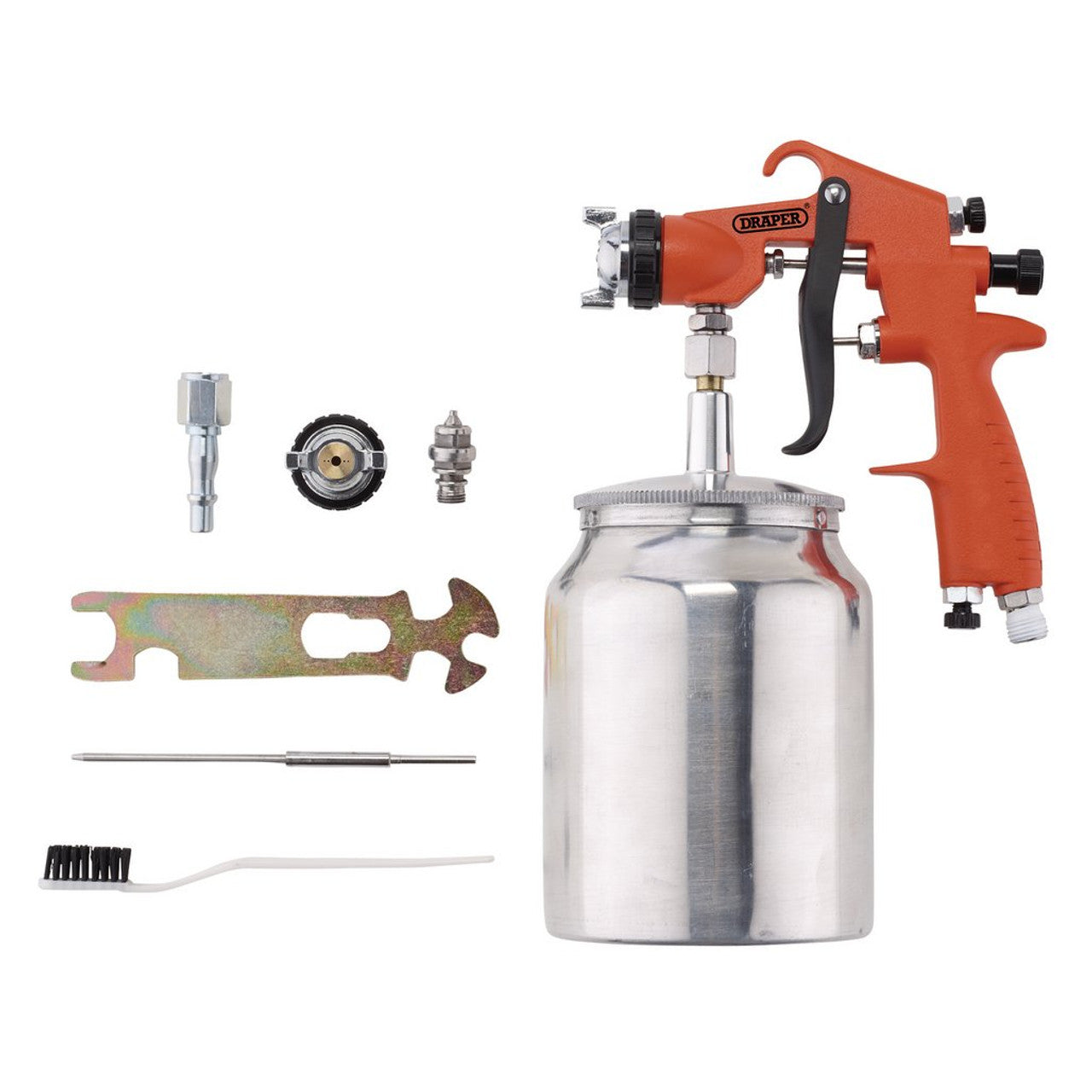 Draper Tools Suction Air Paint Spray Gun 1L 1.8mm Nozzle Variable Fan Action