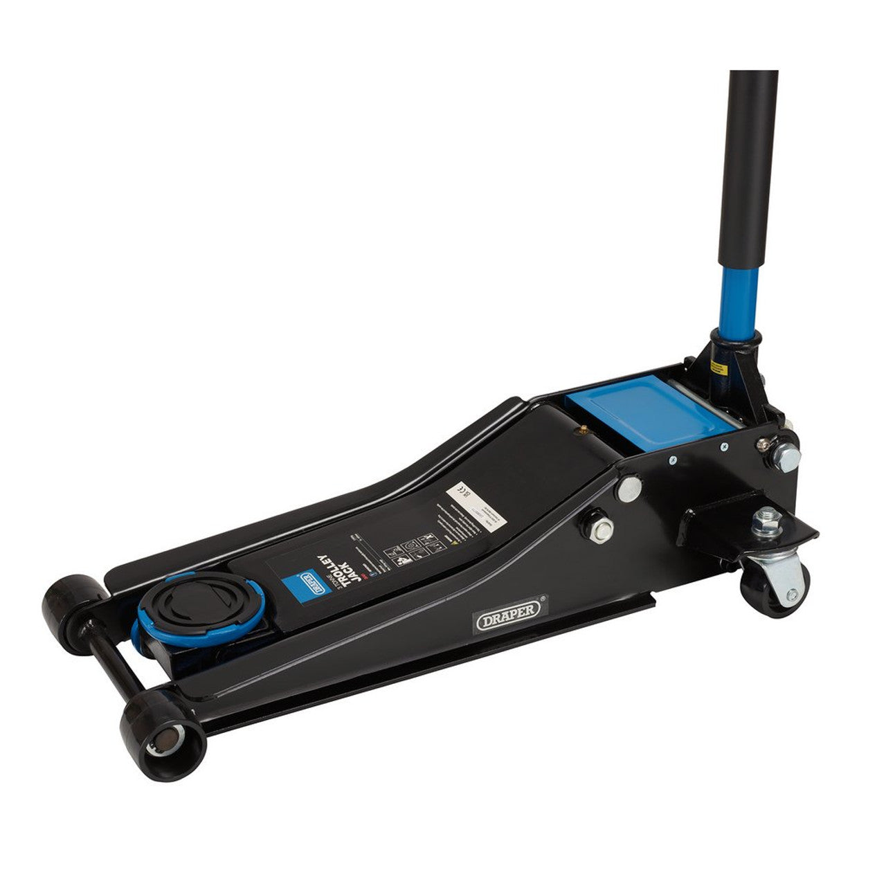 Draper Tools 3 Tonne Low Profile Trolley Jack with Quick Lift & Safety Features