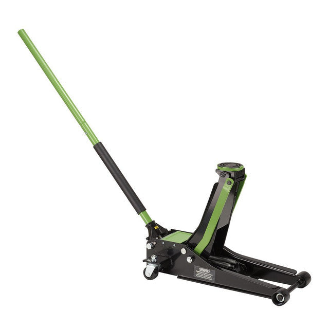 Draper Tools 3 Tonne Low Profile Trolley Jack with Quick Lift & Safety Features