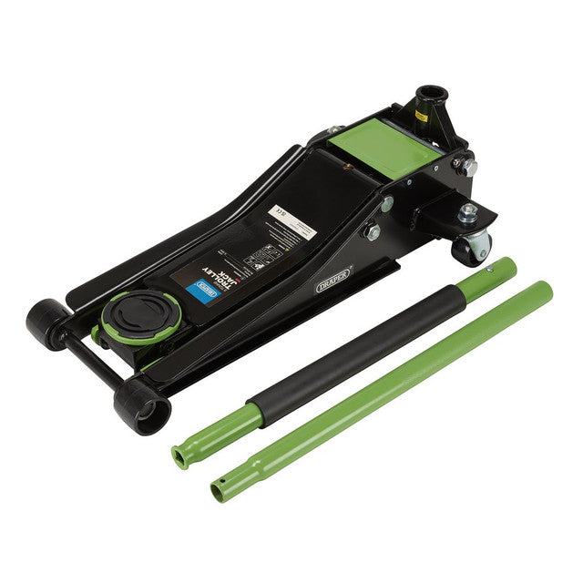 Draper Tools 3 Tonne Low Profile Trolley Jack with Quick Lift & Safety Features