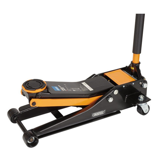 Draper Tools 3 Tonne Low Profile Trolley Jack with Quick Lift & Safety Features