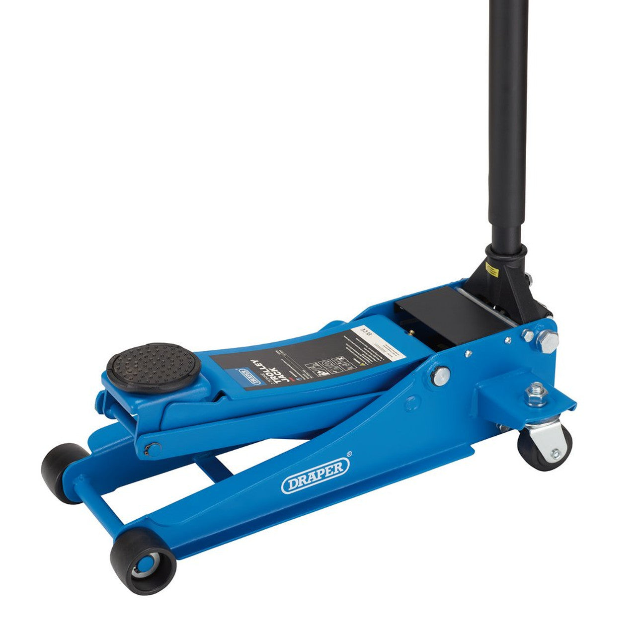 Draper Tools Low Profile Trolley Jack 2 Tonne Twin Piston Quick Lift 85-430mm