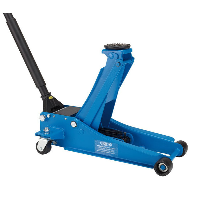 Draper Tools Low Profile Trolley Jack 2 Tonne Twin Piston Quick Lift 85-430mm