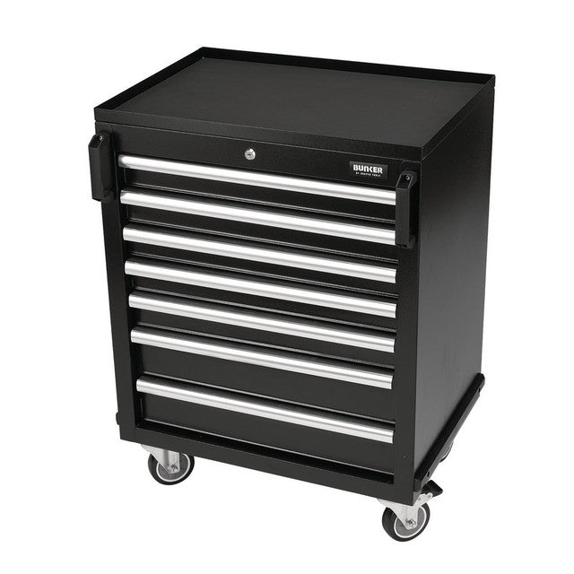 Draper Tools Bunker Mobile Cabinet 7 Drawer Steel 646mm Soft-Close Black