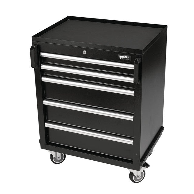 Draper Tools Bunker Mobile Cabinet 5 Drawer Steel 646mm Soft-Close Black