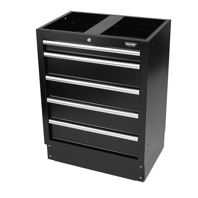 Draper Tools Bunker Modular Floor Cabinet 5 Drawer Steel Matt Black 680mm