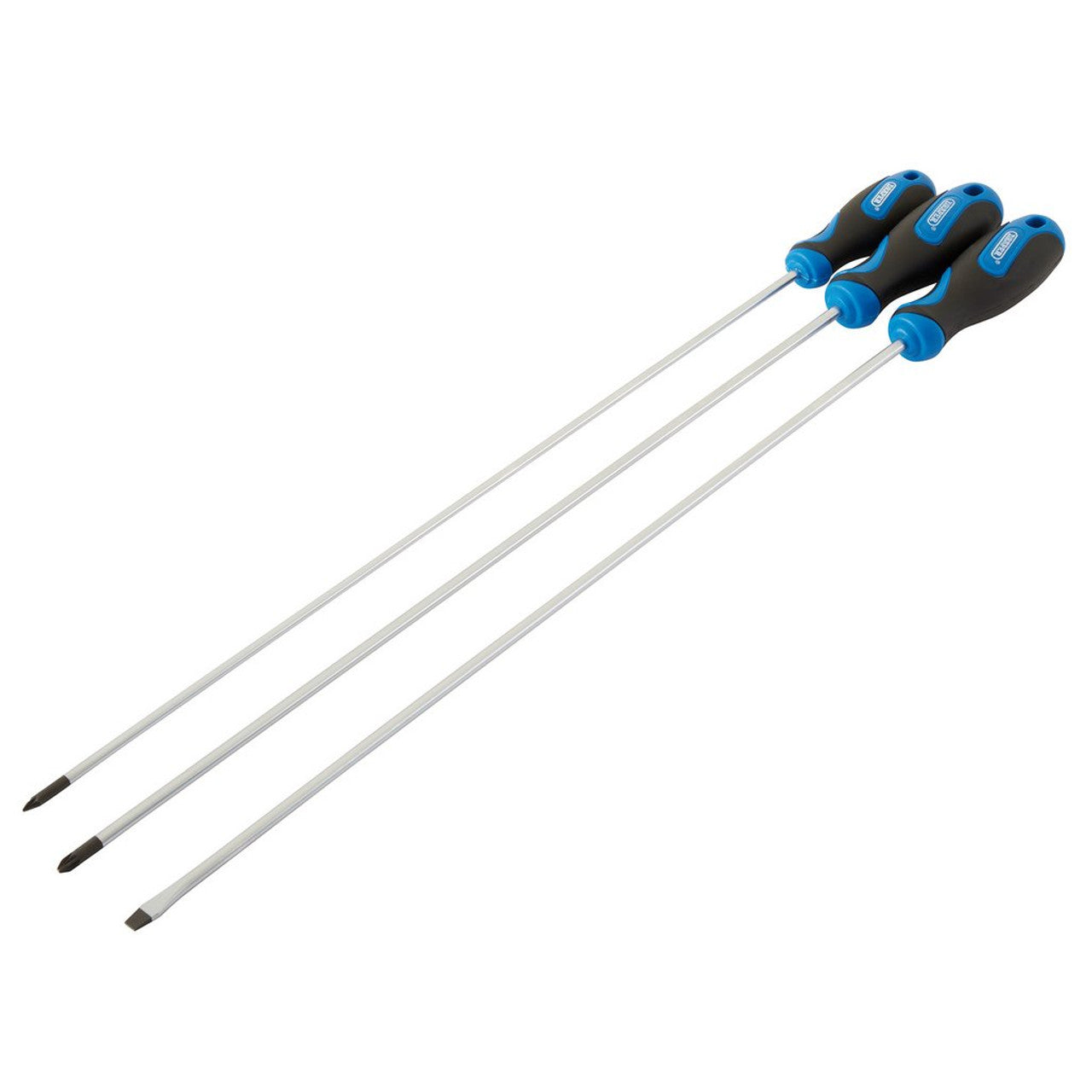 Draper Tools Extra Long Reach Soft Grip Screwdriver Set 450mm 3 Piece PZ Type