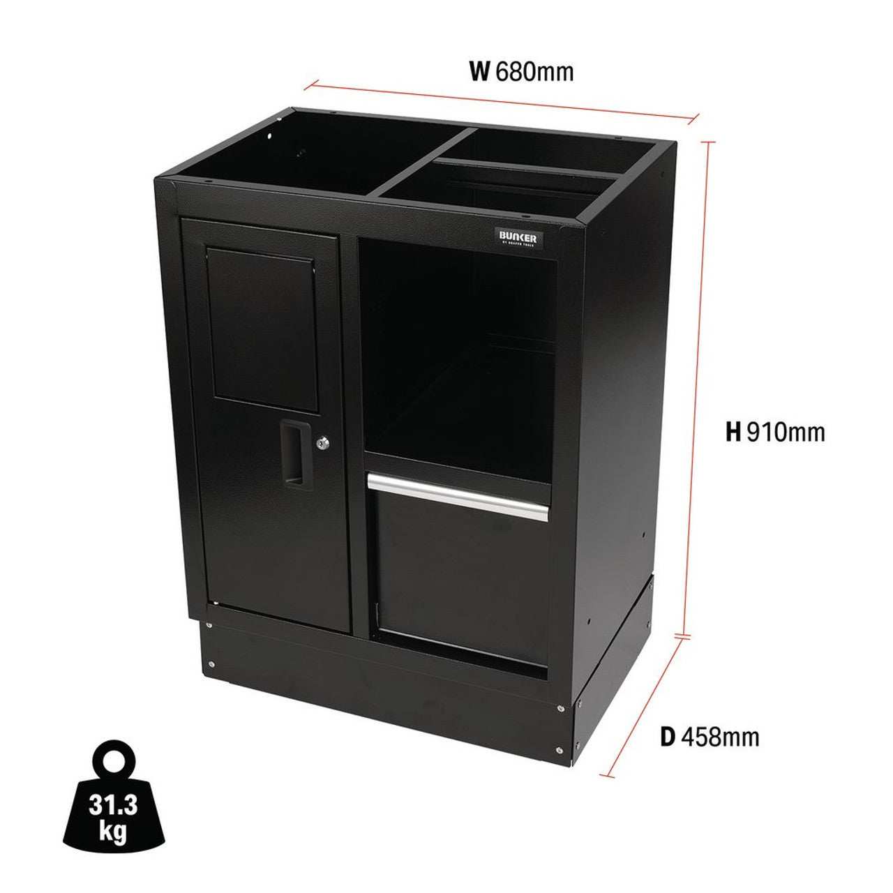 Draper Tools Bunker Modular Multi-Function Floor Cabinet 680mm with Drawer