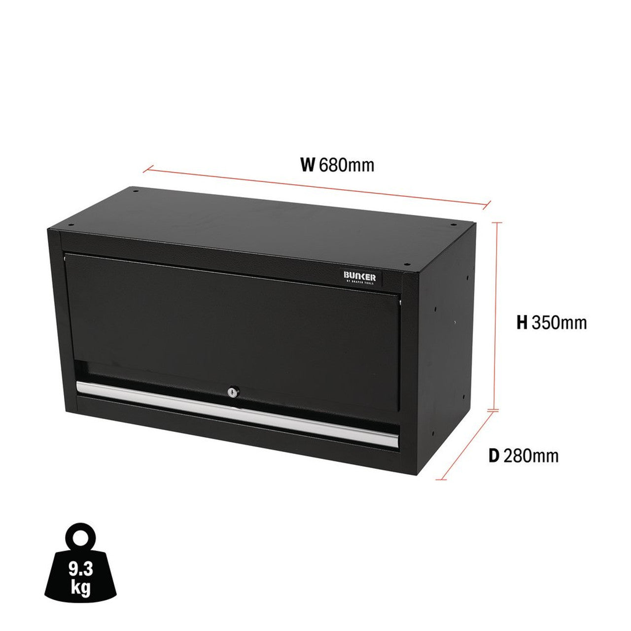 Draper Tools Bunker Modular Wall Cabinet 680mm Steel Lockable Storage Unit