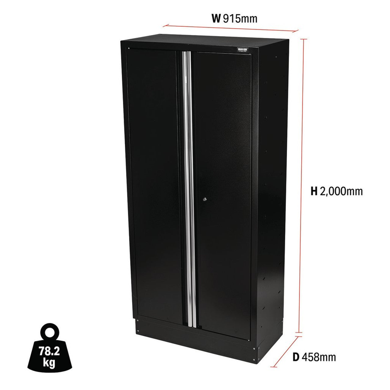 Draper Tools Bunker Modular Tall Floor Cabinet 2 Door Adjustable Shelves 915mm