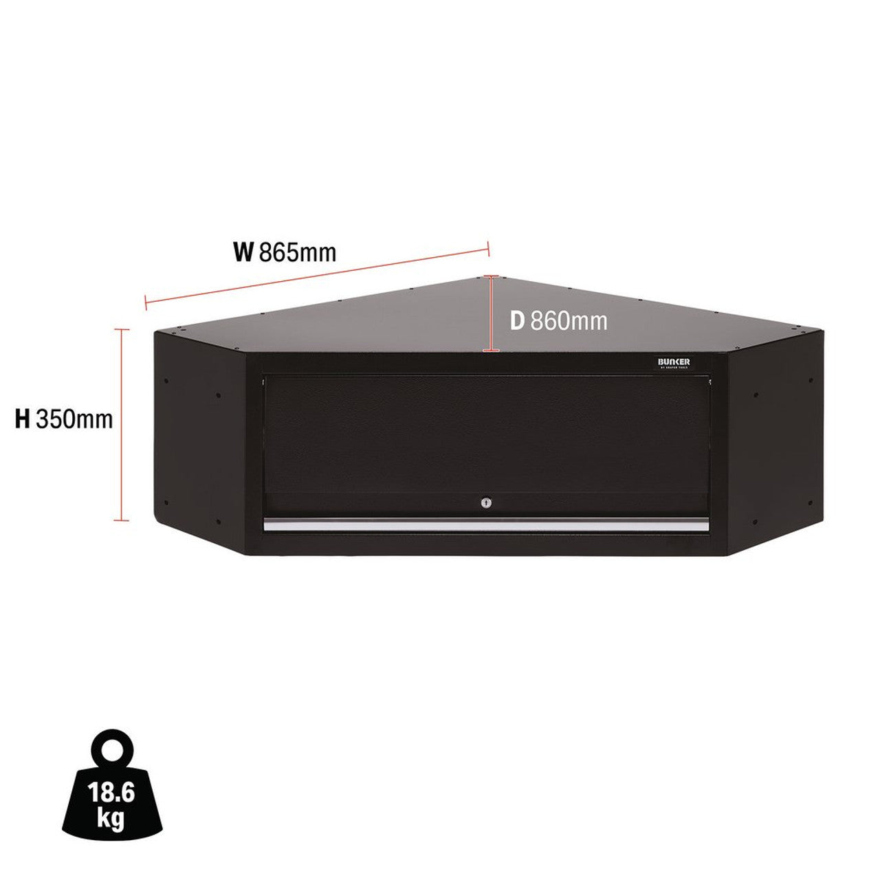 Draper Tools Bunker Modular Corner Wall Cabinet 865mm Steel Lockable Storage
