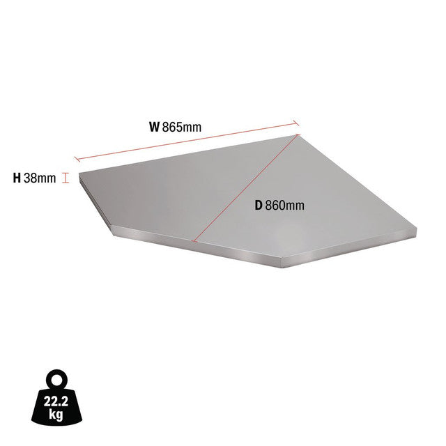 Draper Bunker Modular Stainless Steel Worktop for 865mm Corner Cabinet