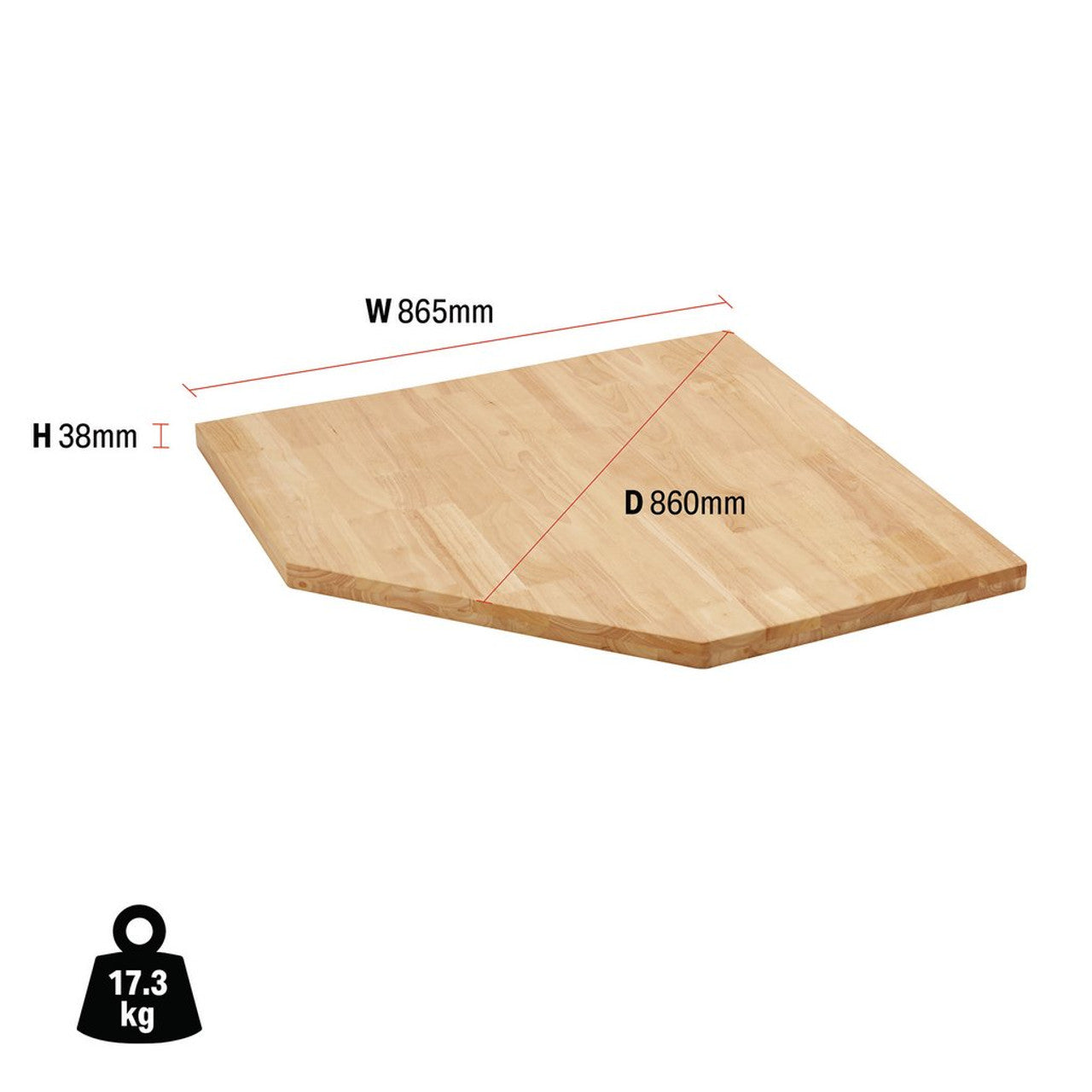 Draper Tools Bunker Modular Hardwood Worktop for 865mm Corner Cabinet