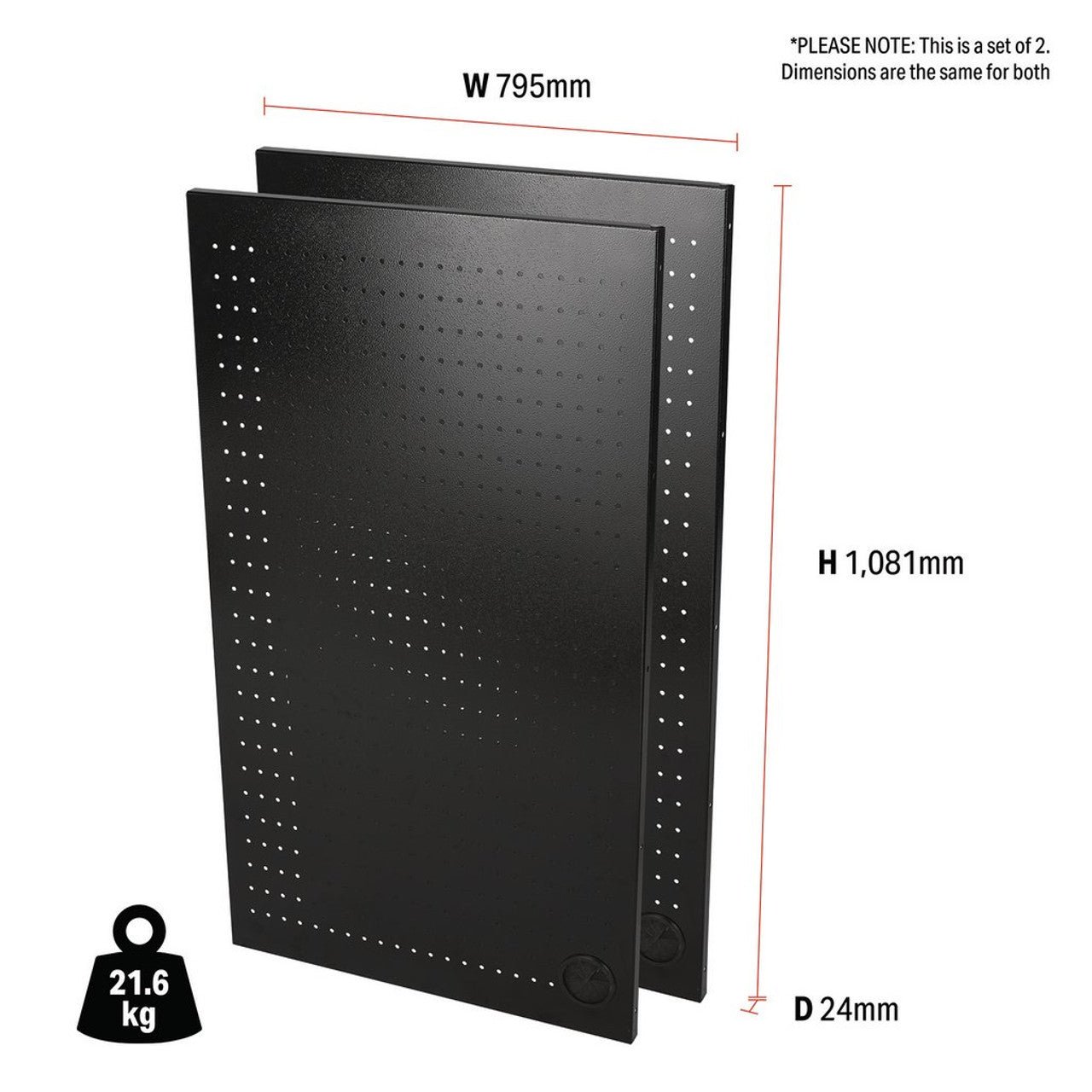 Draper Tools Bunker Modular Corner Unit Back Panels Pegboards 795mm Pair