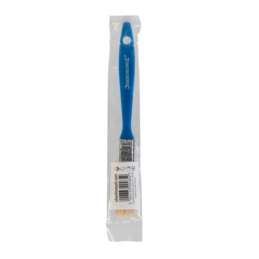Silverline 12mm Disposable Paint Brush Pure Bristles Polymer Handle