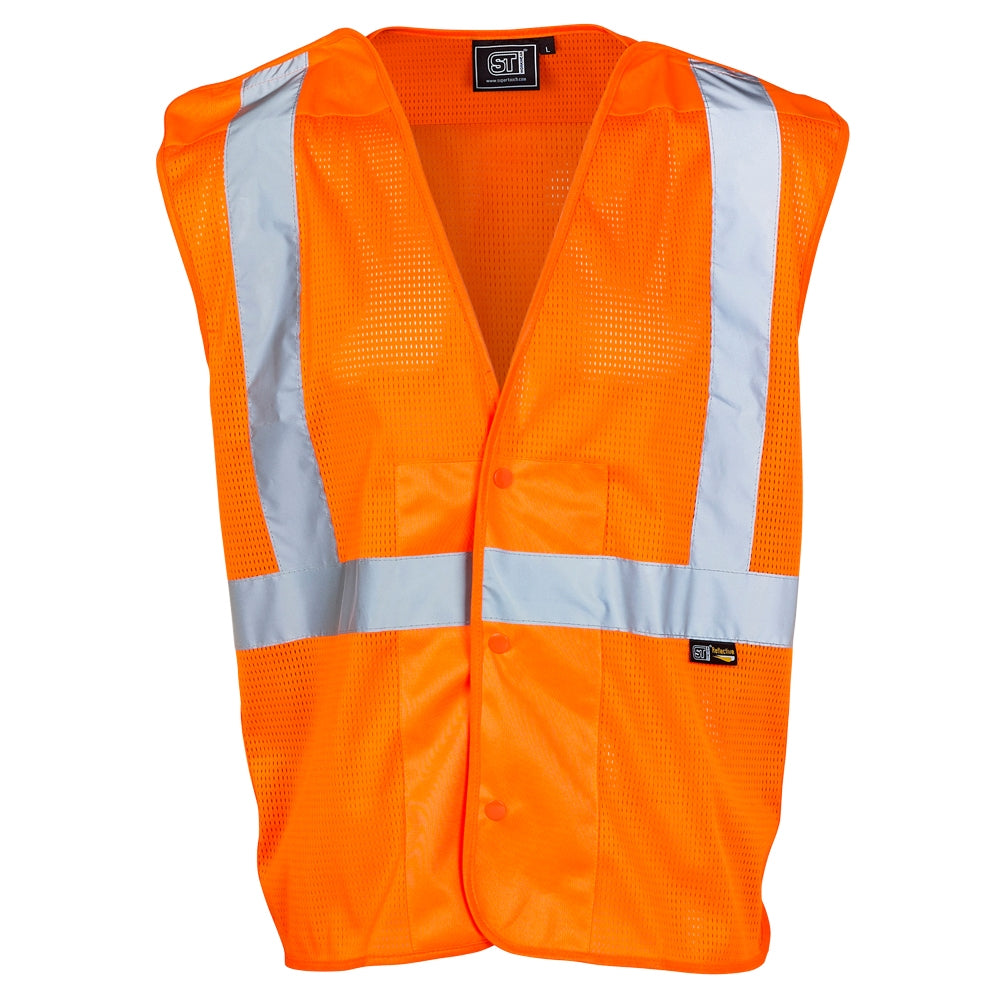 Supertouch Hi Vis Orange Mesh Vest with Reflective Strips for Workwear