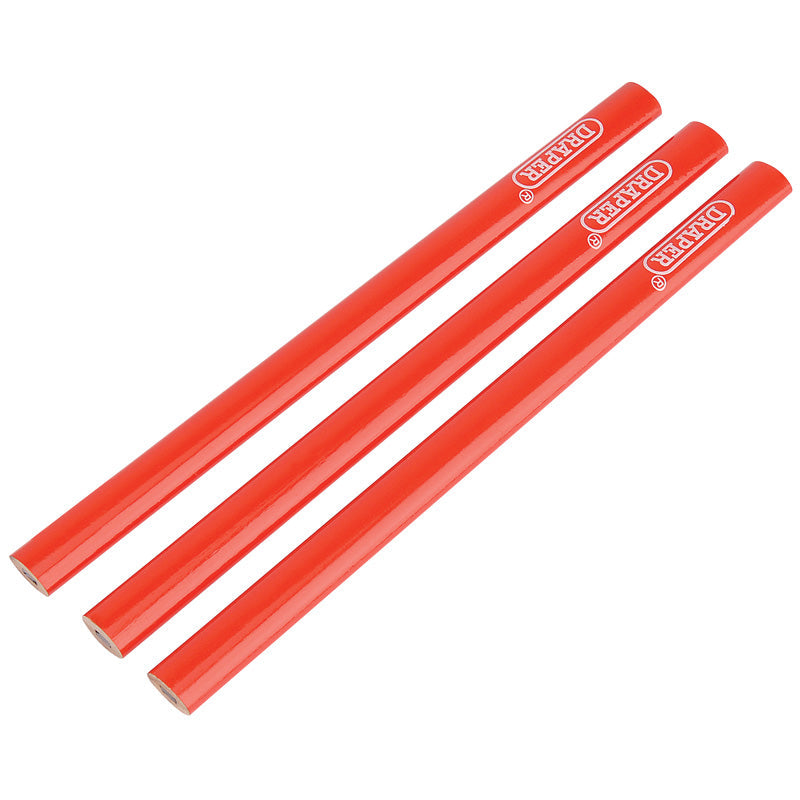 Draper Pack of 3 Traditional Carpenters Pencils 174mm Medium Lead