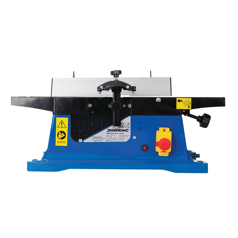 Silverline 1800W Bench Planer Adjustable Fence 90-135Â° Max Depth 3mm