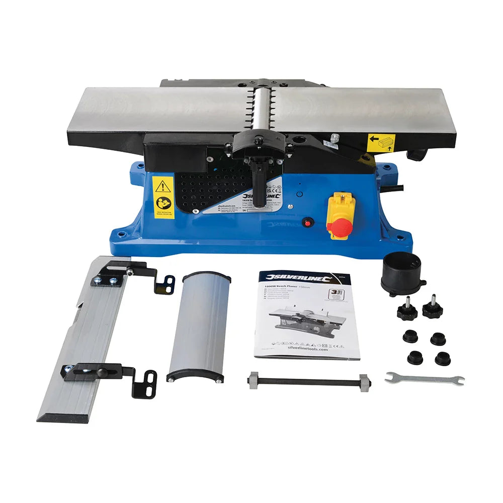 Silverline 1800W Bench Planer Adjustable Fence 90-135Â° Max Depth 3mm
