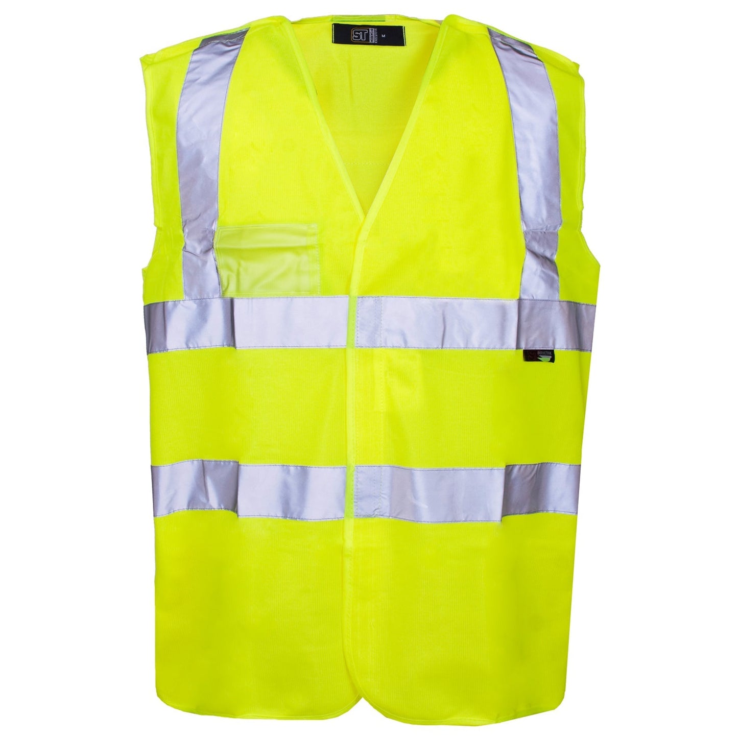 Supertouch Hi Vis Yellow Pull Apart Vest with ID Pocket and Velcro Fastening
