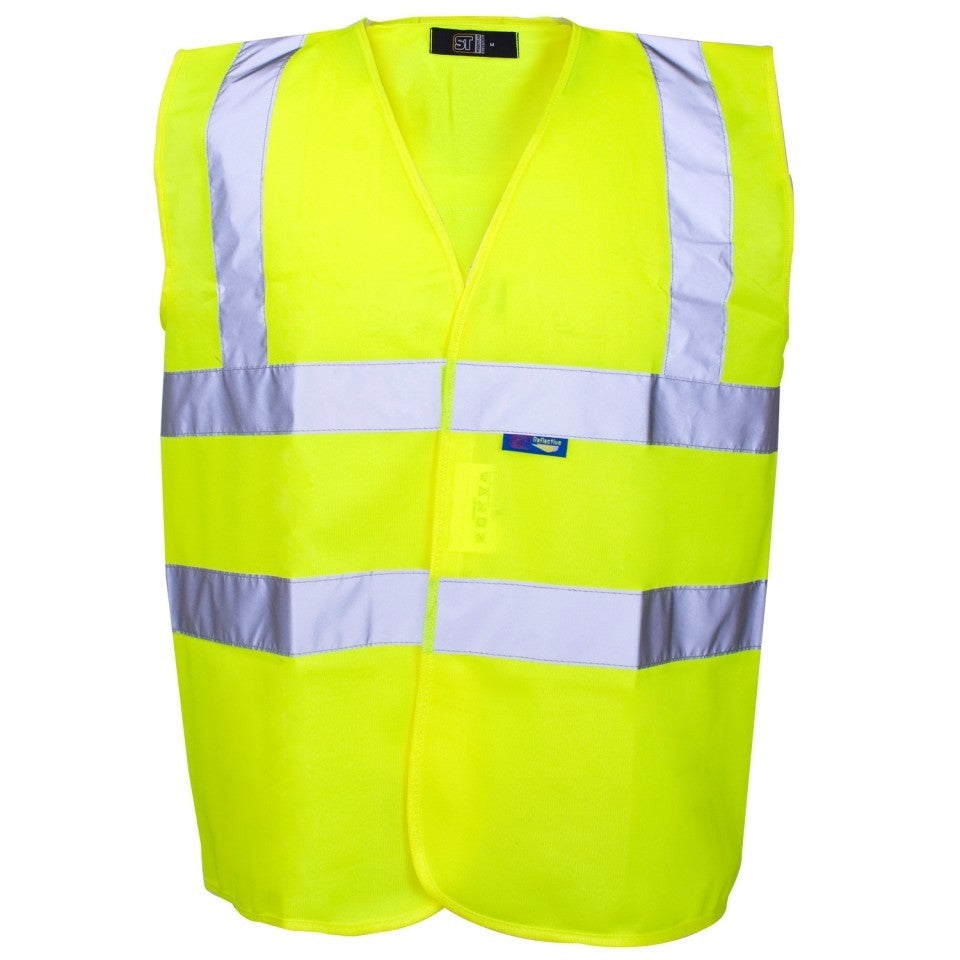 Supertouch Yellow Hi-Vis Vests 2 Band & Brace Printers Pack of 100