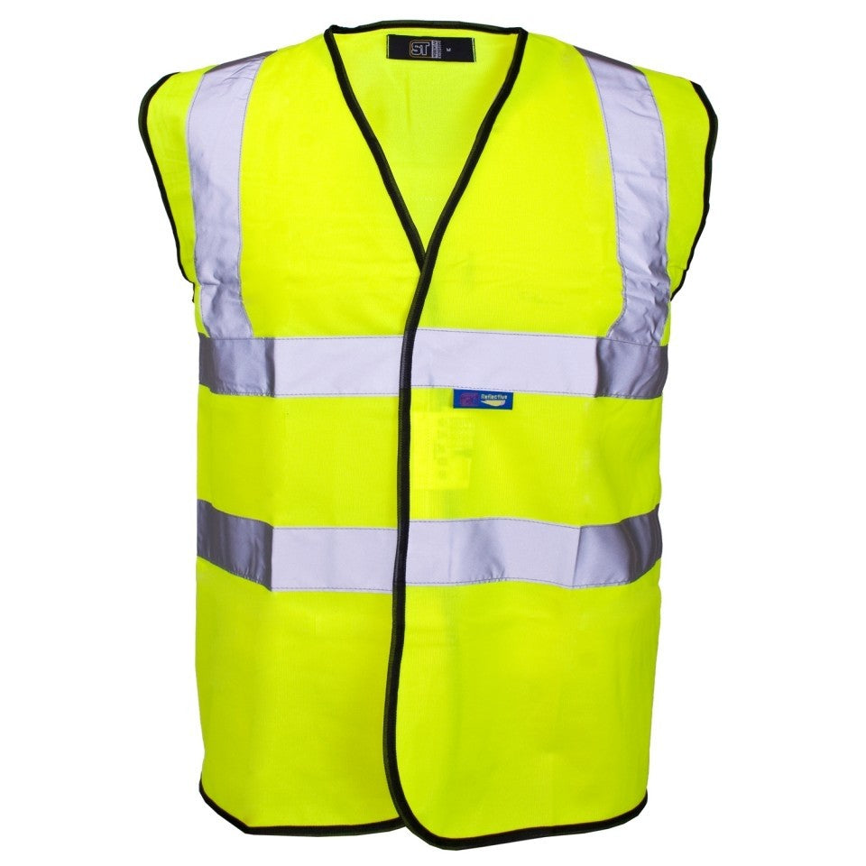 Supertouch Yellow Hi-Vis Vests 2 Band & Brace Printers Pack of 100