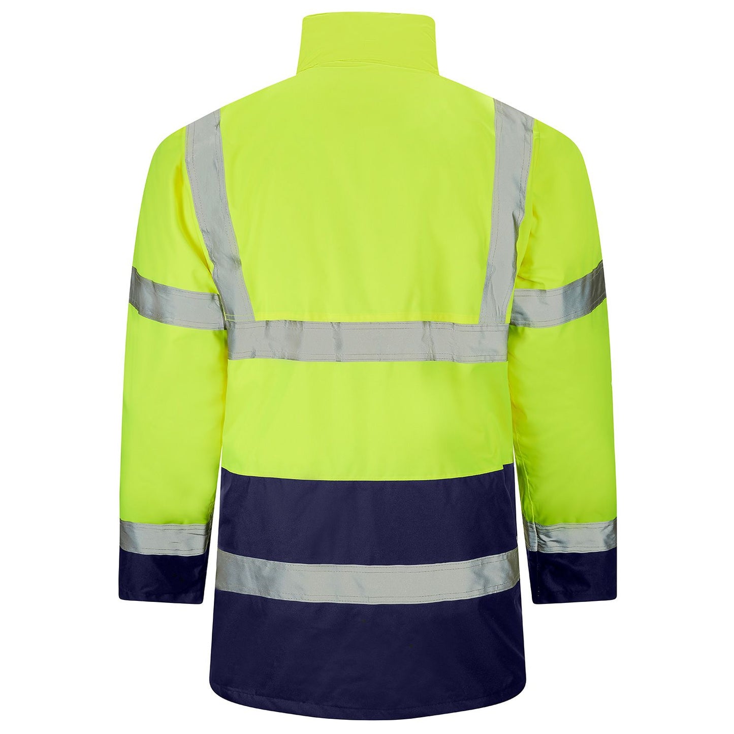 Supertouch Hi Vis Yellow 2 Tone Parka with Concealed Hood and Pockets