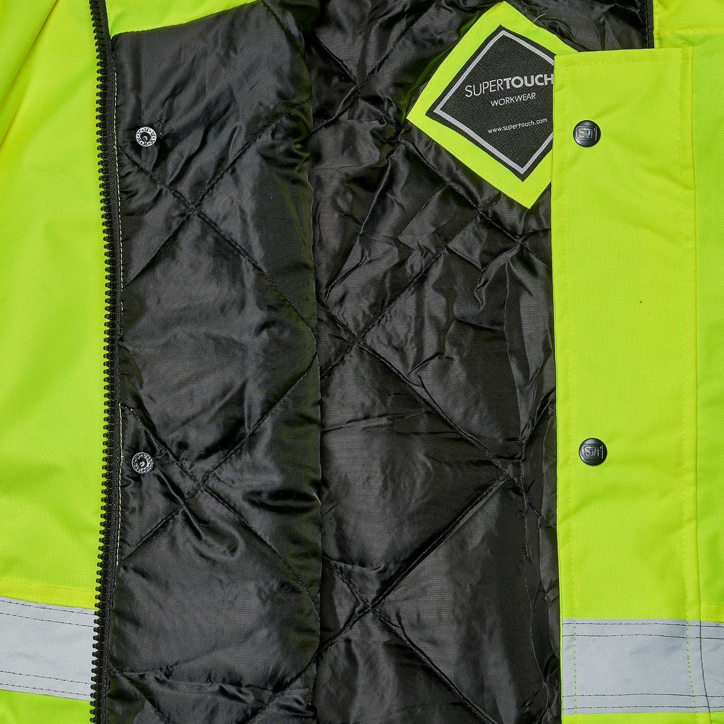 Supertouch Hi Vis Yellow 2 Tone Parka with Concealed Hood and Pockets