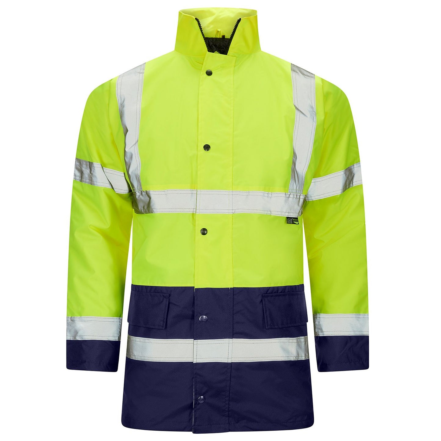 Supertouch Hi Vis Yellow 2 Tone Parka with Concealed Hood and Pockets